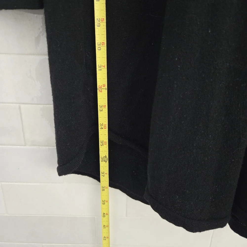 Eileen Fisher 100% Merino Wool V-neck Tunic Dress Top Long Sleeve Solid Black XL - Picture 6 of 7
